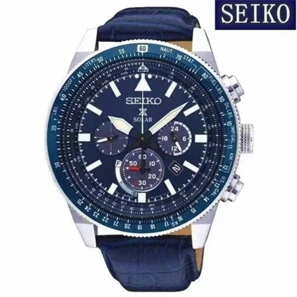 Seiko Chronograph Luxury Multifunctional Stainless Steel Non-Mechanical Quartz Belt Men's Sport Watch with Gift Box