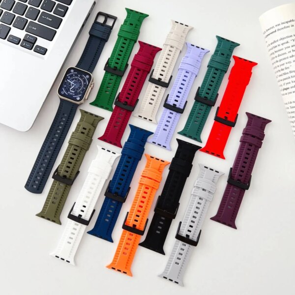 Silicone Correa For Apple Watch 49mm 45mm 44mm 41mm 42mm 40 38mm Band For IWatch Series 9 8 7 SE 6 5 4 3 2 Ultra Strap Bracelet