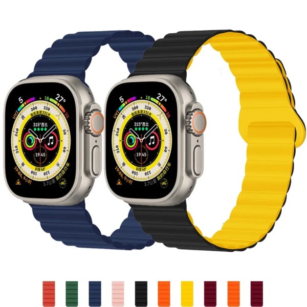 Silicone Loop Magnetic Strap for Apple Watch Band 44mm 40mm 45mm 49mm 41mm 38mm 42mm Bracelet IWatch Series 9 5 4 SE 6 7 Ultra