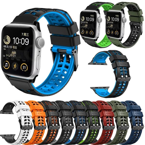 Silicone Sports Band For Apple Watch Strap Ultra 49mm 45mm 44mm 42mm Pulseira Correa Bracelet iwatch Series 3/4/5/6/SE/7/8/9