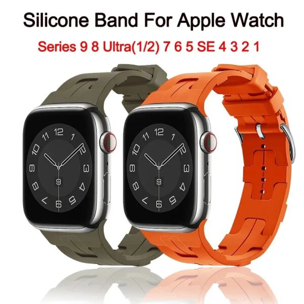 Silicone Strap For Apple Watch Band Ultra 49mm 45mm 44mm 42mm 41mm 40mm 38mm Sport Correa Bracelet For Iwatch Series 9 8 7 6 5 4