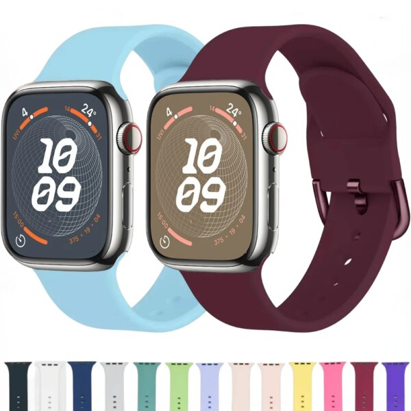 Silicone Strap for Apple Watch Ultra Band 49mm 9 8 7 45mm 41mm Wristband iWatch Series 6 5 4 3 SE 44mm 40mm 42mm 38mm Watchband