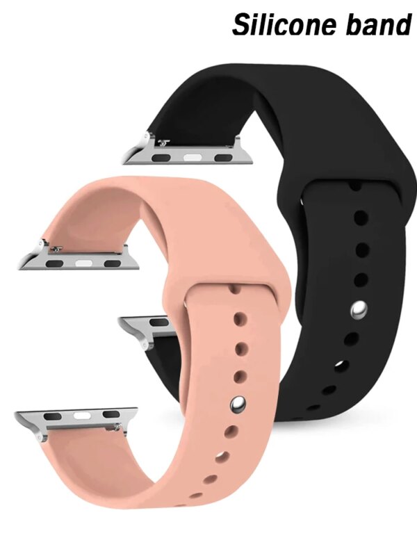 Silicone strap For Apple Watch bands 44mm 40mm 45mm 41mm 38mm 42mm correa belt bracelet iWatch series 9 8 7 6 3 SE ultra 2 49mm