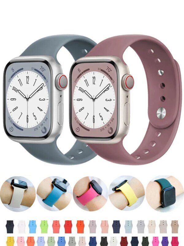 Silicone strap For Apple Watch bands 44mm 40mm 49mm 45mm 41mm 38mm 42mm 44 mm bracelet iWatch series 9 8 7 6 5 3 SE ultra 2 band