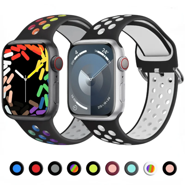 Silicone strap For Apple watch Ultra/2 49mm 9 8 7 45mm 41mm Porous breathable sports wristband For Series 6 5 4 3 2 SE 44mm 40mm