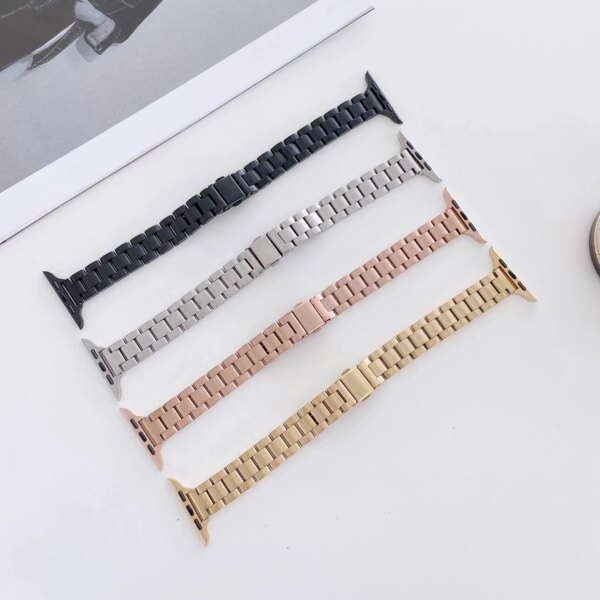 Slim Metal Strap For Apple Watch band UItra 49mm 9 8 7 45mm 41mm Women thin bracelet on Iwatch series 6 5 4 SE 44mm 42mm 40/38mm