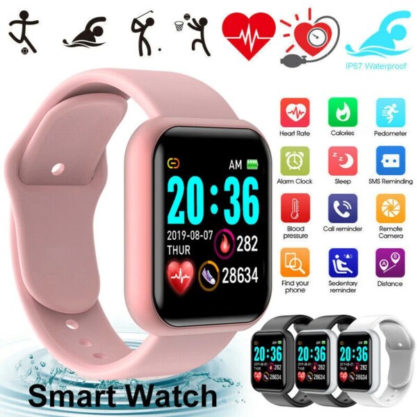 Smart Watch Men Women  Heart Rate Blood Pressure Monitor Fitness Children Kids Smartwatch Smart Bracelet For Android IOS Y68 D13