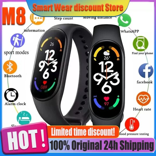 Smart Watch Men Women M8 Smartband Heart Rate Smartwatch Fitness Tracker Blood Pressure Sport Smart Bracelet for Xiaomi M7 M6 M5