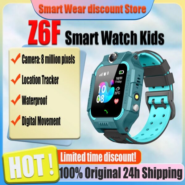 Smart Watch Z6f Kids Sos Phone Watch Ip67 Waterproof Remote Photo Voice Chat Smartwatch Compatible For Ios Android Child Gifts