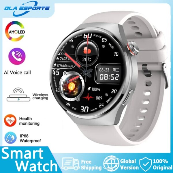 SmartWatch AMOLED Color Screen High-Precision GPS Turn Wrist Shine Screen Bluetooth Call Wireless Charging Men Women Smart Watch