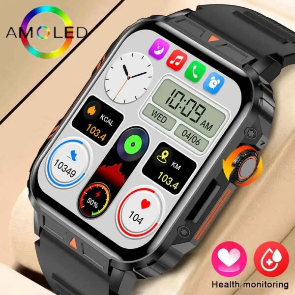 Smartwatch 1.95'' Screen Health Monitoring Watches IP68 Waterproof Sport Fitness Amoled Smart Watch For Men Women Reloj Hombre