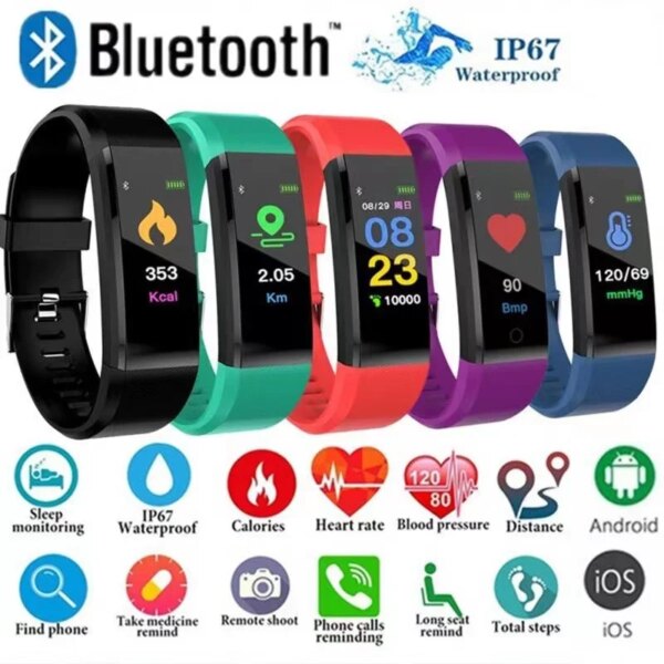 Smartwatches Men 115plus  Blood Pressure Waterproof Smart Watch Women Heart Rate Monitor Fitness Tracker Kid Sports Bracelet Pro