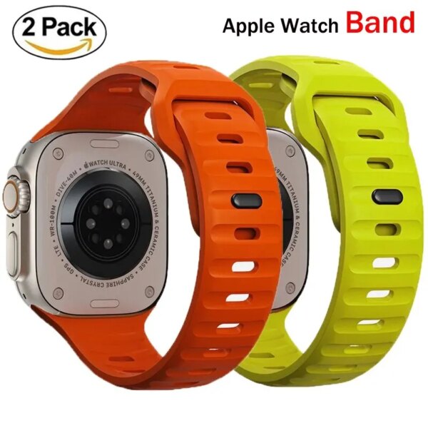 Soft Silicone Strap For Apple Watch Band Ultra 49mm 45mm 41mm 44mm 40mm Sport Watchband Iwatch Serise 9 8 7 6 5 4 3 2 Bracelet