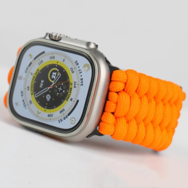 Sport Nylon Strap for Apple Watch Outdoor Band 49mm 45mm 44mm 42mm Waterproof Breathable Orange Bracelet for iWatch 9 8 7 6 5 SE