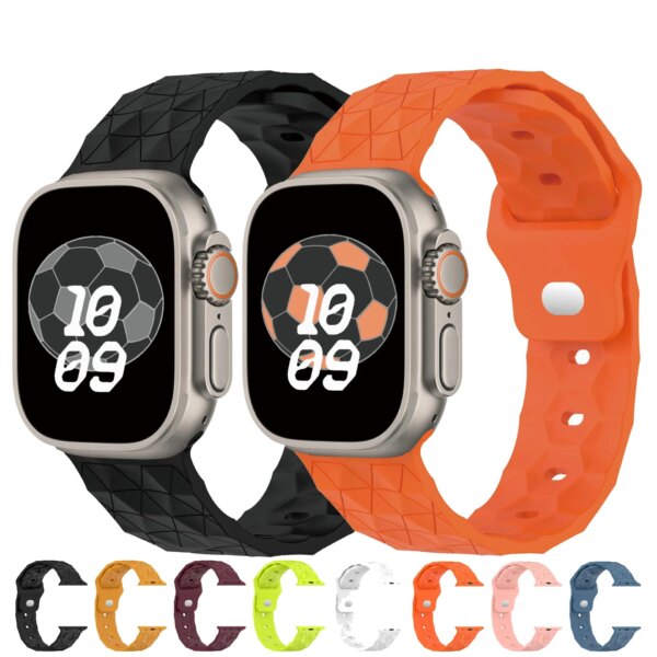 Sport Silicone strap for Apple watch ultra band 49mm 40mm 45mm 41mm 38mm football bracelet iWatch series 9 8 7 6 5 se bands 44mm