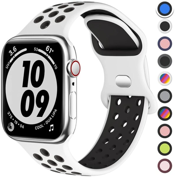 Strap For Apple Watch band 44mm 45mm 49mm 41mm 40mm 38mm 42mm Silicone Breathable sport bracelet iWatch serie Ultra 9 8 7 SE 6 5