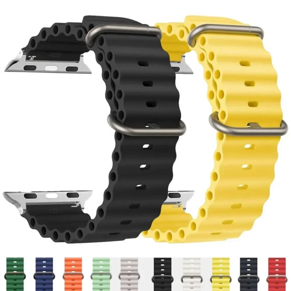 Strap For Apple watch ultra 2 band 49mm 44mm 45mm 41mm 40mm 38mm 44 45 mm 1:1 Original Ocean belt iWatch series 9 8 7 se bands