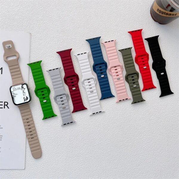 Strap for Apple Watch Band Series 9 Ultra 8 7 6 SE 5 4 3 2 Silicone Bracelet iWatch Band 40mm 38mm 42mm 49mm 45mm 44mm 41mm