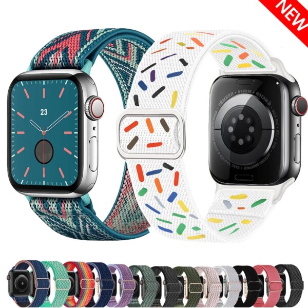 Strap for Apple watch ultra 2 band 49mm 44mm 40mm 38 42mm Scrunchie Elastic Nylon bracelet iWatch series 3 6 se 7 8 9 45mm 41mm