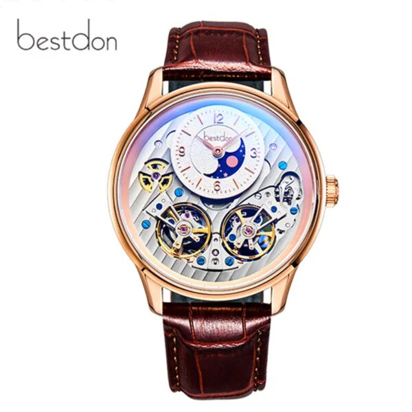 Switzerland luxury brand mechanical watch men Double Skeleton MoonPhase men automatic watches waterproof clock sport montre hour