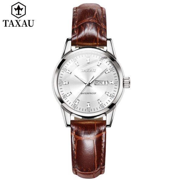 TAXAU Elegant Fashion Watch for Women Leather Strap Waterproof Women's Quartz Wristwatch Luxury Simple Ladies Watches Date Week