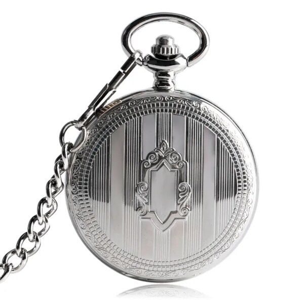 TOP Sales Silver Steampunk Skeleton Automatic Mechanical Pocket Watch with Chain Erkek Kol Saati Watches Men Unisex Gifts Clock