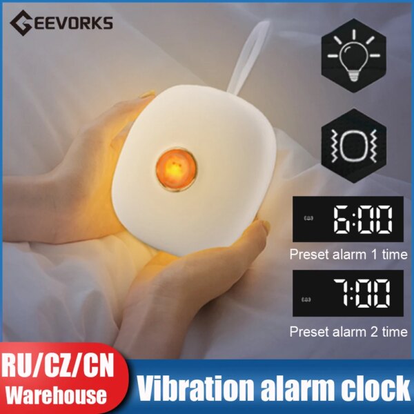 TS-BC670 Silent Vibration Alarm Clock Students Wake Up Strong Wake Artifact Creative Cute Pet Mute LED Digital Clock