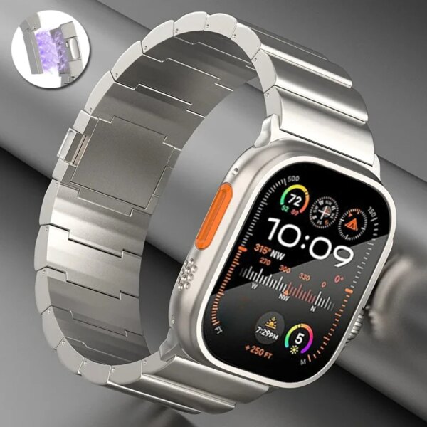 Titanium Band For Apple Watch Ultra 2 Strap 49mm 45mm 44mm Magnetic Buckle Correa Bracelet Series 9 8 7 6 SE 5 4 42mm 41mm 40mm