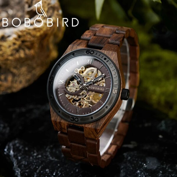 Top Luxury Men's Watches BOBO BIRD Mechanical Wristwatch Wooden Relogio Masculino Perfect Father's Day Gift Wooden Box