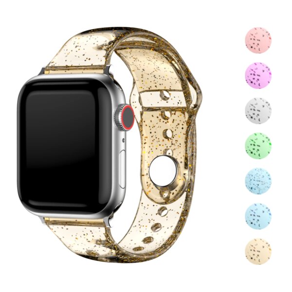 Transparent Silicone Strap for Apple Watch Band 40mm 44mm 45mm 41mm 38mm 42mm 49 Glitter Women Sport iWatch ultra2 9 8 7 SE 6 3