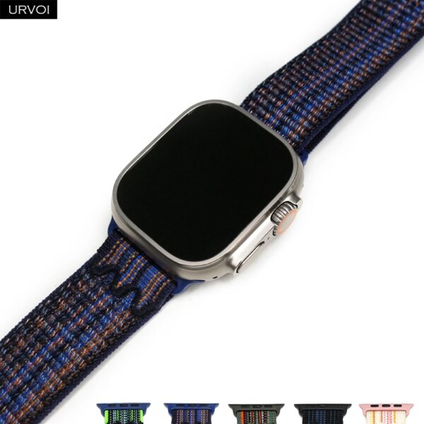 URVOI Sport loop for Apple Watch Ultra 2 Series 9 8 7 6 SE5432 Woven Nylon Loop pull tab band for iWatch lightweight strap