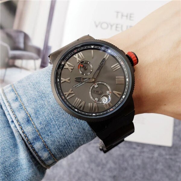 Unique Black Men's Luxury Brand Automatic Mechanical Marine Watch Display Kinetic Energy Reserve Clock Nardin Wristwatch Gifts