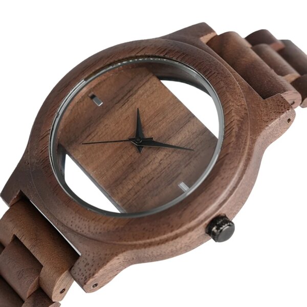 Unique Hollow Dial Men Women Natural Wood Watch with Full Wooden Bamboo Bangle Quartz Wristwatch Novel Handmade Clock Gifts Item