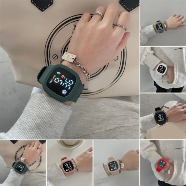 Unisex Watch Stylish Square Dial Digital Watch Adjustable Silicone Strap Accurate Time Display Lightweight Unisex Wristwatch