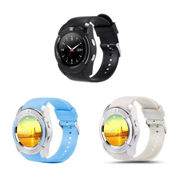 V8 Men Women Smart Watch Sleeping Monitoring Pedometer With 1.22 Inch Round Screen HD Camera Fitness Watch