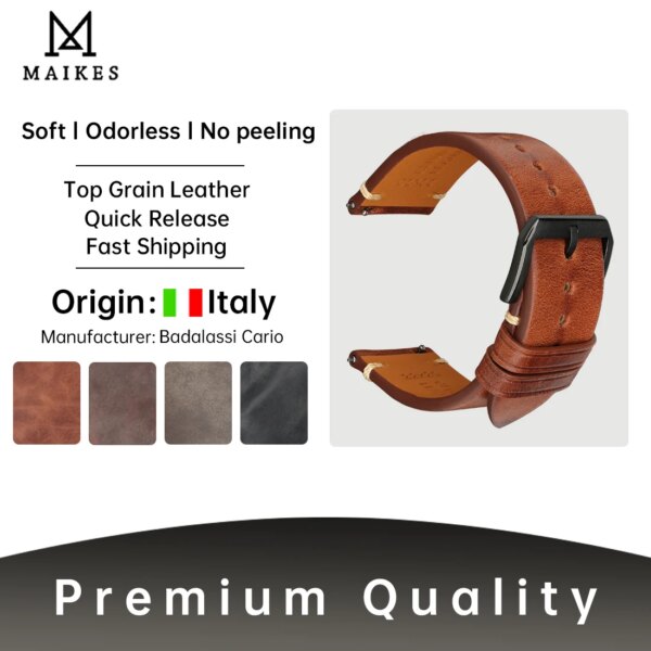 Vintage Watch Band Vegetable Tanned Leather In Tuscany Italy 20mm 22mm 24mm Bracelet Accessories Quick Release Watch Strap