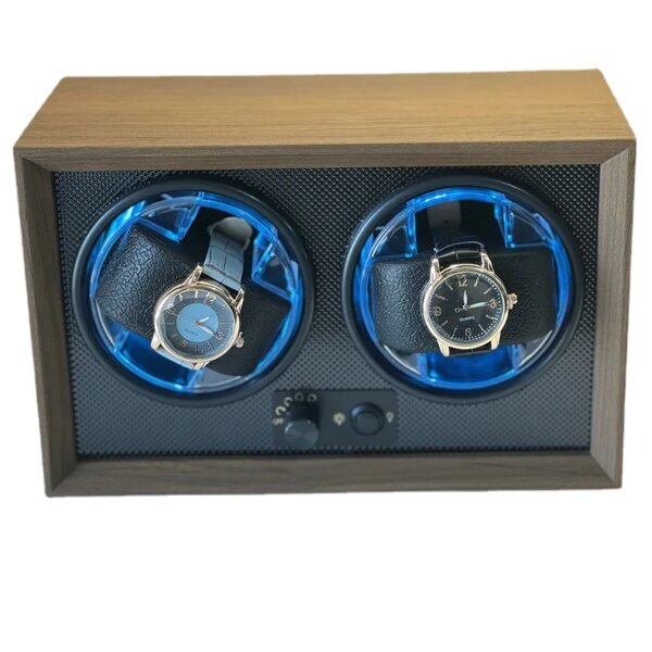 Watch Winder for Rolex Automatic Watches Two Slots Display Case Chain Watchwinder Box New Blue LED Light  5 Gear Adjustment