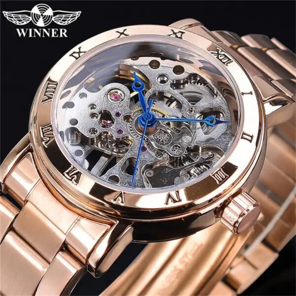 Winner 208 Women's Mechanical Watch Hand Wind Ladies Watches Top Brand Luxury Fashion Clock Waterproof Wristwatch With Box