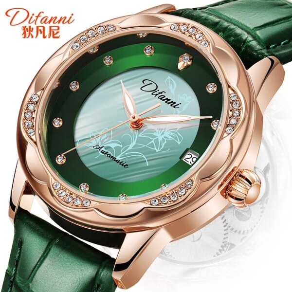 Woman Automatic Watches Lady Diamond Luminous Business Date Calendar Mechanical Wristwatch Female Fashion Luxury Bracelet Clock