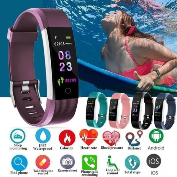 Women's Fitness Wristwatch Bracelet Women Fashion Watch Color Screen Watches Waterproof Swimming Incoming Call/SMS Prompt Watch