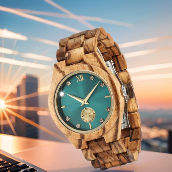 Wood Wrist Watch For Women Simulated Diamond Dial Clock Wife Girlfriend Fashion Anniversary Gifts Luxury Wooden Watches Ladies