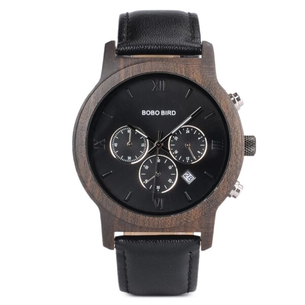 Wooden Men's Watch BOBO BIRD New Design Fashion Quartz Wristwatch Luminous Clock Hand Strap Leather Great Gift Box Мужские часы