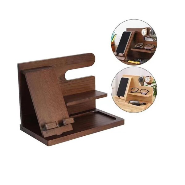 Wooden Mobile Phone Base Creative Personality Wooden Mobile Phone Bracket Glasses Watch Multi-functional Storage Rack