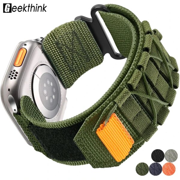 Wrist Strap for Apple Watch Ultra 2 Series 9 8 7 6 SE 5 4 Nylon Tactical Sports band for iwatch 49 45 44 42mm 40 41 38 Bracelet