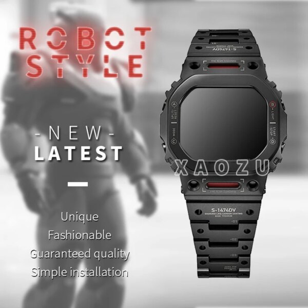 XAOZU New Mecha Robot DW5600 Metal Bezel Strap 5610 GW-B5600 G5600E GWM5610 WatchBand 316 Steel Case GLX5600 GMW-B5000 Titanium