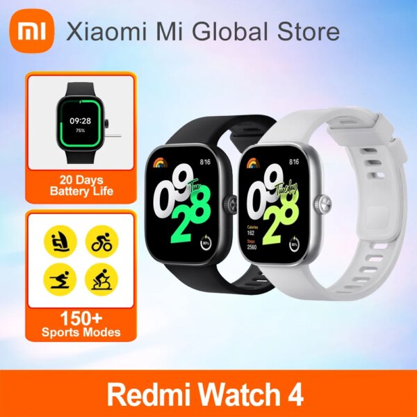 Xiaomi Redmi Watch 4 Global Version 1.97'' AMOLED Display Blood Oxygen Sleep Monitor 5ATM GNSS Waterproof 20 Days Battery Life