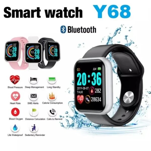 Y68 Real Step Count Rechargeable Smart Watch Men And Women Touchscreen Sports Fitness Watch Phone Connection IS Fully Compati