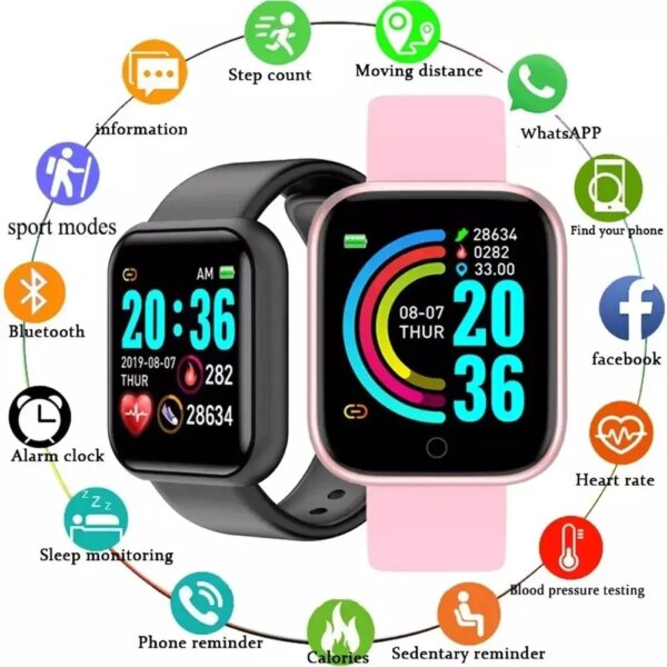 Y68 Smart Wristband Multi Function Movement Steps Bluetooth Connected Smart Watch For Men Women Suitable For IOS And Android New