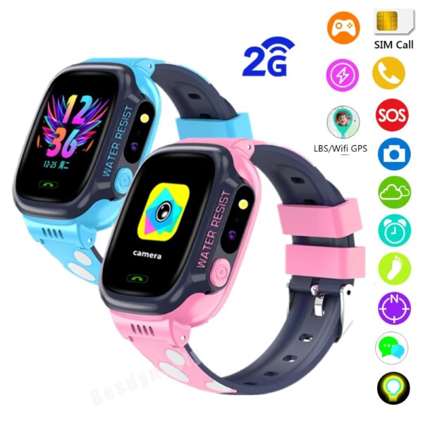 Y92 Kids Smart Watch SIM Card Call Voice Chat SOS GPS LBS WIFI Location Camera Alarm Light Smartwatch Boys Girls For IOS Android