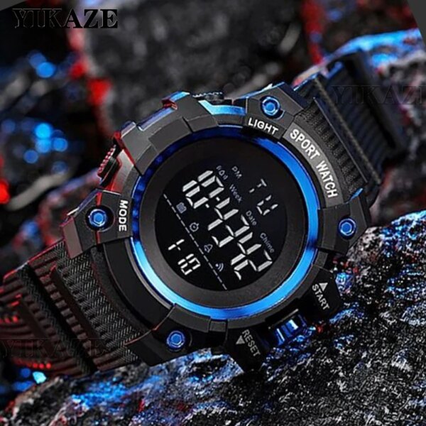 YIKAZE Military Men's Watches Countdown Stopwatch Sport Watch Luxury Men Wrist Watch Digital Waterproof LED Electronic Watch Kid